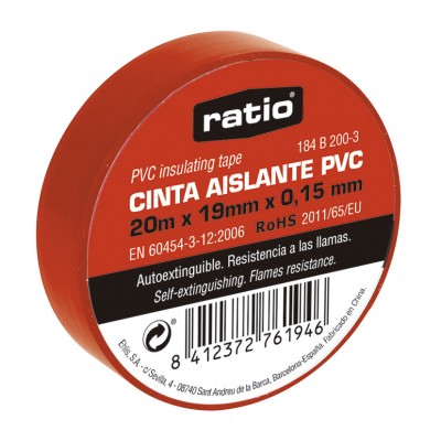 CINTA AISLANTE 19X20M ROJA  0,15MM