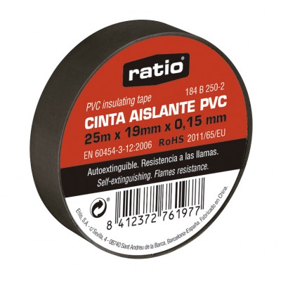 CINTA AISLANTE 19X25M NEGRA   0,15MM