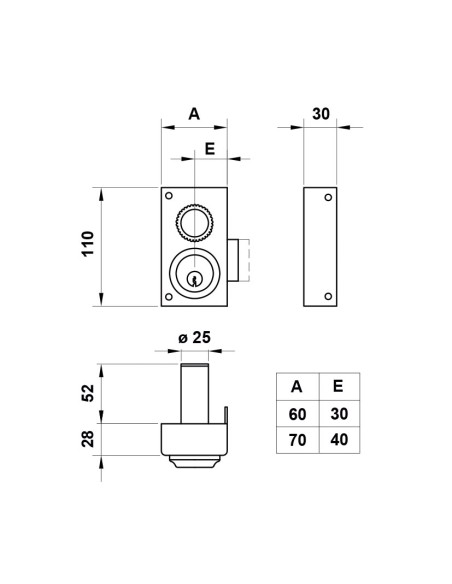 CERRADURA SOBREP.Nº34 60MM.DCHA.JIS