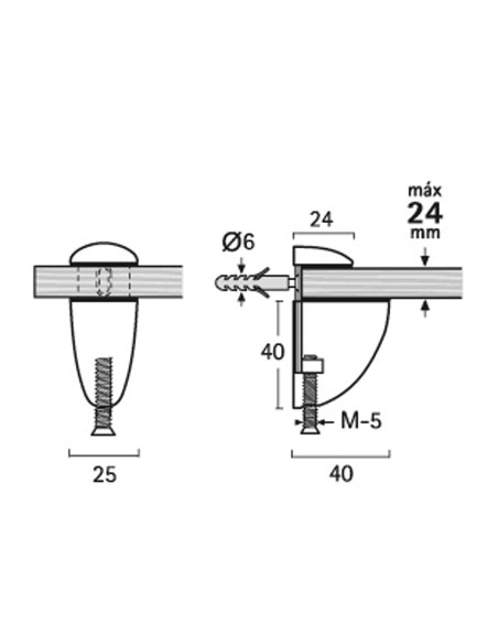SOPORTE EST.3-24 MM.2 UDS. NEGRO. EHL