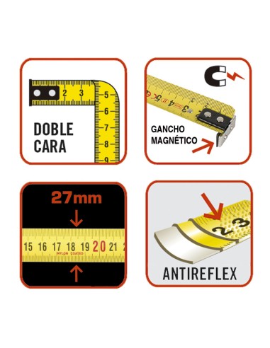 FLEXOMETRO CINTA 27/5MTS.PULL-LOCK MAGNE