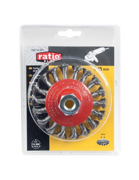 CEPILLO CONICO ACERO TRENZADO 95MM