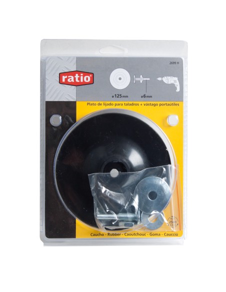 PLATO DE CAUCHO DIA.125MM.CON EJE RATIO