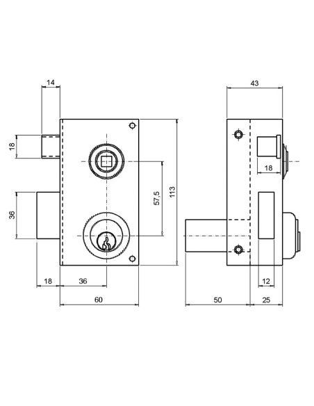 CERRAD.SOBREP.56B 60mm IZDA.BOMB.PERFIL