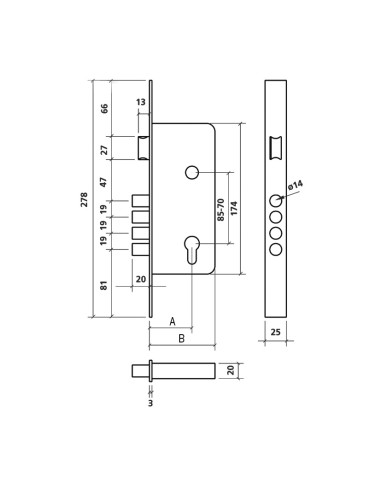 CERRADURA 700B DS15 ESMALT. 60MM.
