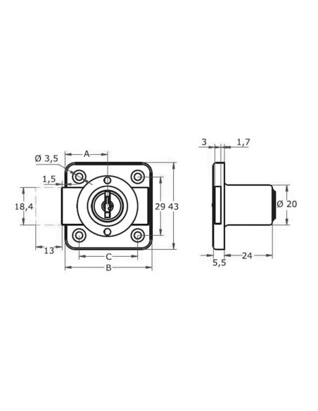 CERRADURA ARMAR 362 CAJA 20MM LLAV.IGUAL