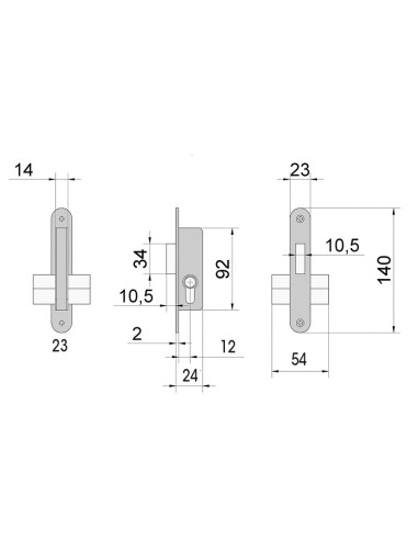 CERRADURA CARP. MET 5552.ENTR.15 MM.