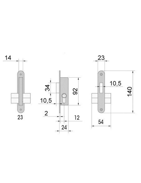 CERRADURA CARP. MET 5552.ENTR.15 MM.