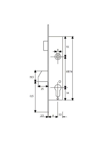 CERRADURA CARP. MET.2210NI. ENTR. 25 MM.