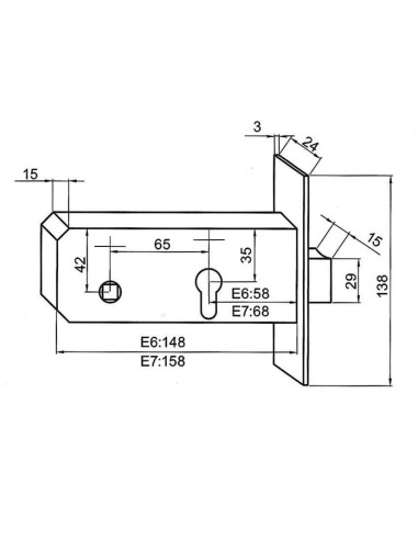 CERRADURA CAYS EMBUTIR 70F.LTD.E7D