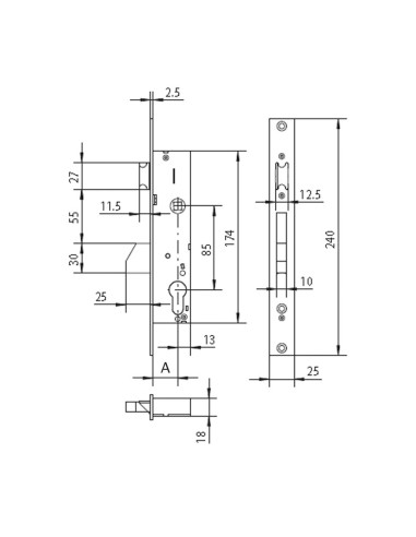 CERRADURA EMB. C.MET. M.4020.20 MM CISA