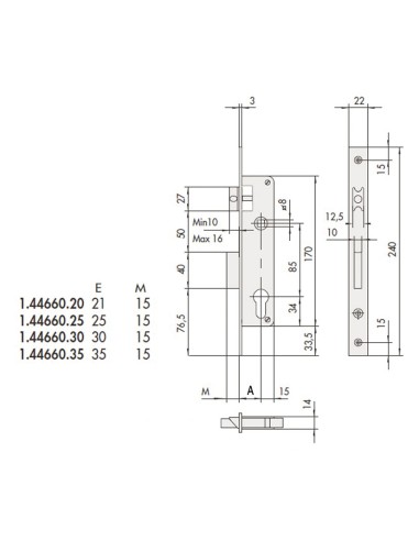CERRADURA EMB. C.MET. M.44660.35 MM CISA