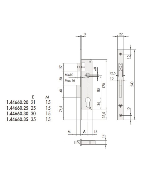 CERRADURA EMB. C.MET. M.44660.35 MM CISA