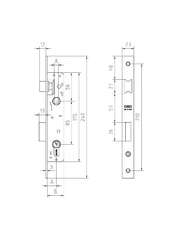 CERRADURA EMBUT. MET. 1650-21. INOX. MCM