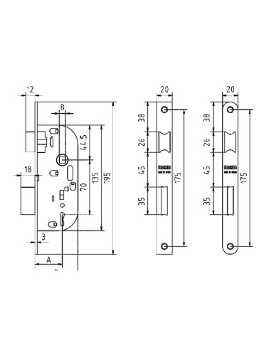 CERRADURA EMBUT.1308-0-35. BICROM.MCM