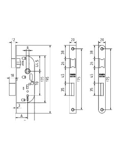 CERRADURA EMBUT.1308-3 -35 LATON. MCM 2