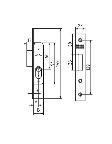 CERRADURA EMBUT.Nº1549 14MM.MCM
