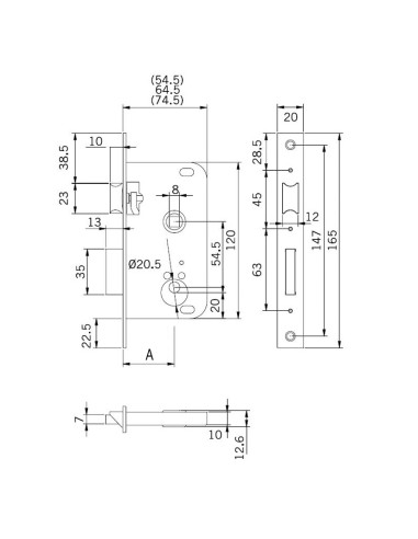 CERRADURA EMBUT.Nº2000 55X30 TESA