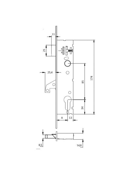 CERRADURA EMBUT.Nº2240 20X33 TESA