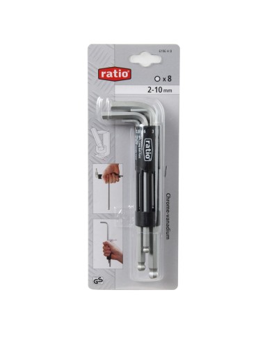 LLAVES ALLEN BOLA JG.8(2-10MM)RATIO