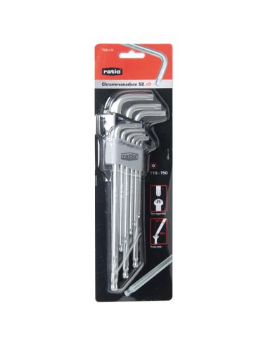 LLAVES TORX SEG+PUNTA-BOLA JGO.9 RATIO