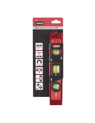 NIVEL TORPEDO ALUM/ABS MAG.3 BURB.25CM.