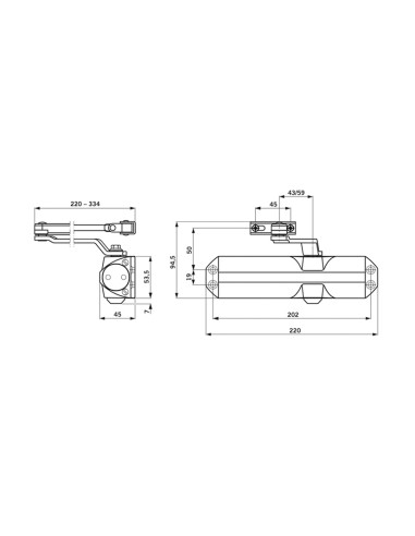 CIERRAPUERTAS TS68. NEGRO.