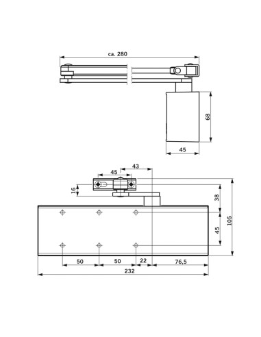 CIERRAPUERTAS TS71. BRAZO RETEN. BLANCO.