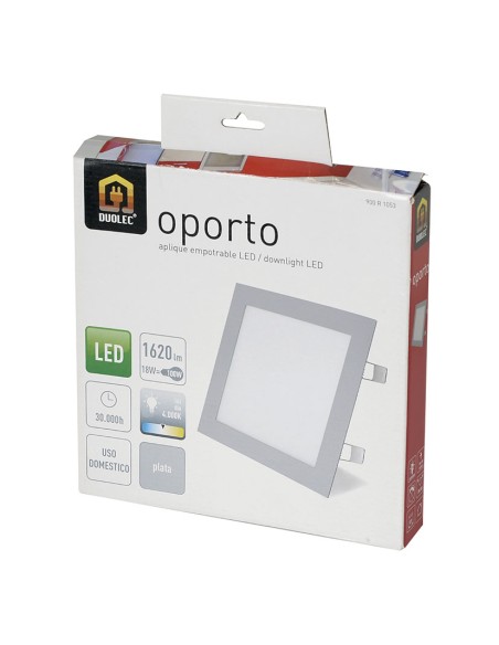 APLIQUE CUADRA.EMPOTR.OPORTO LED 18W PLT