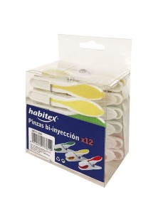 PINZAS ROPA. PACK 12 PZ. PLAST.BI-INYECC 2
