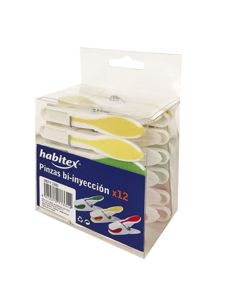 PINZAS ROPA. PACK 12 PZ. PLAST.BI-INYECC