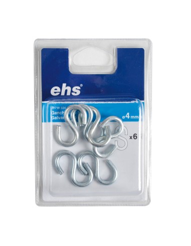 GANCHO TIPO "S" GALVANIZA. 4X35MM  6 UND