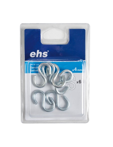 GANCHO TIPO "S" GALVANIZA. 4X35MM  6 UND