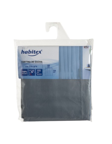 CORTINA BAÑO POLIESTER 180X200CM. GRIS
