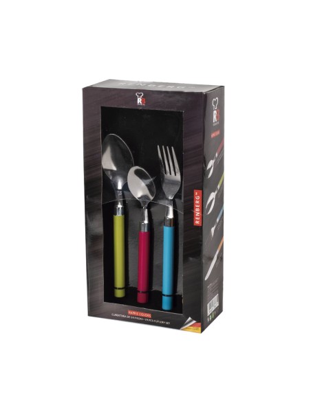 CUBIERTOS MGO.PLAST.HAPPIE COLORS 24 PZ