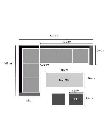 SET BALI 2 SOFÁS+MESA ALTA+2 PUFS