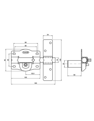CERROJO 1202 BOTON 105MM ESMALTADO