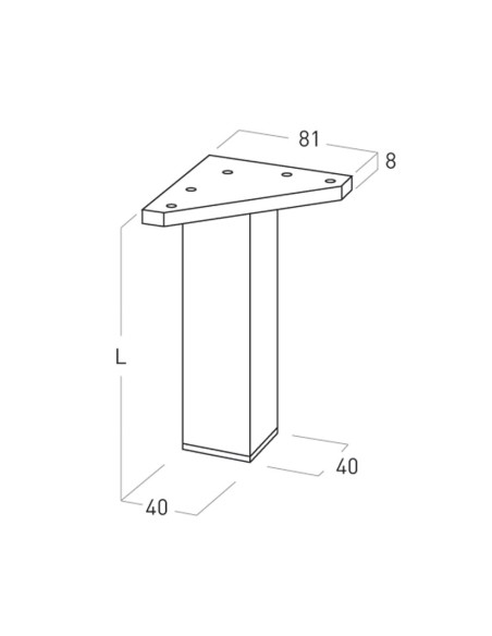 PATA CUADR.ABS 40x1h00 MM. ALUM. MATE