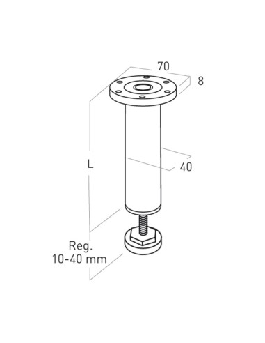 PATA REDONDA 40xh100 MM ALUM. MATE
