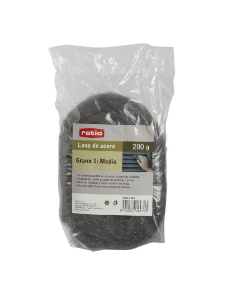 LANA DE ACERO GRANO MEDIO . 200GRS RATIO