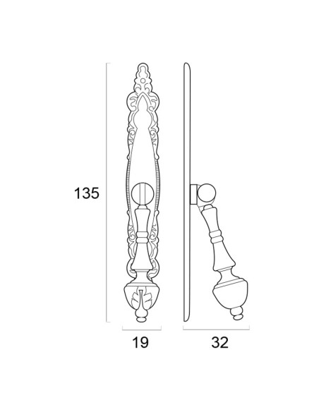 TIRADOR PENDULO 135 MM CUERO VIEJO