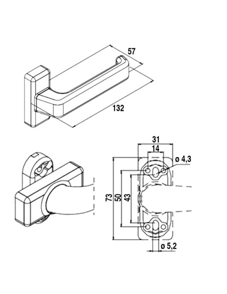 MANUBRIO ALUMINIO NEGRO. M. 6080