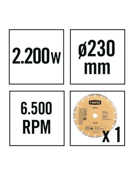 AMOLADORA ANGULAR AR2200 NM 2200W 230MM