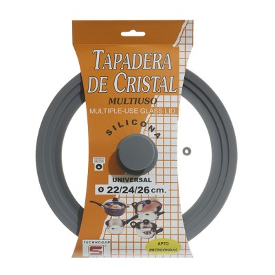 TAPADERA CRISTAL/SILICONA 22-24-26 CM.