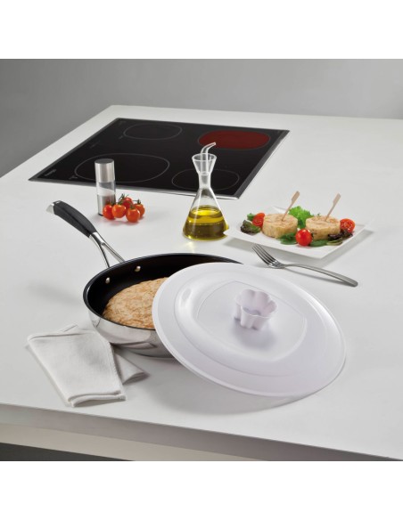 TAPA VIRATORTILLAS 28 CM. BLANCA