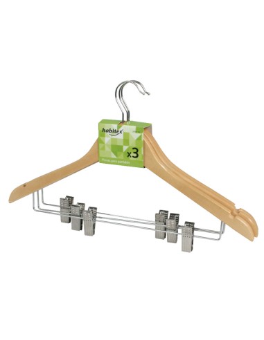 PERCHA MADERA RECTA.3 U.C/PINZAS HABITEX