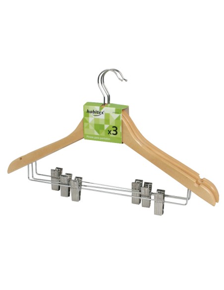 PERCHA MADERA RECTA.3 U.C/PINZAS HABITEX