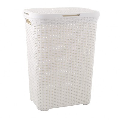 CESTO C/TAPA NATURAL STYLE 40L. BLANCO