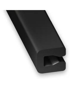 U cierre chapa PVC negro 7x4x2mm-1m