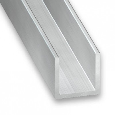 U aluminio bruto 10x10x10x1 interior 8mm 2m.